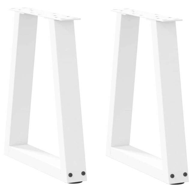Berkfield Home Dining Table Legs V-Shape 2 pcs White 38x(42-43.3) cm Steel - image 1