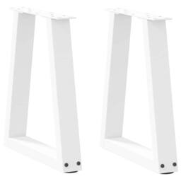 Berkfield Home Dining Table Legs V-Shape 2 pcs White 38x(42-43.3) cm Steel - thumbnail 1