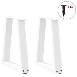 Berkfield Home Dining Table Legs V-Shape 2 pcs White 38x(42-43.3) cm Steel - thumbnail 3
