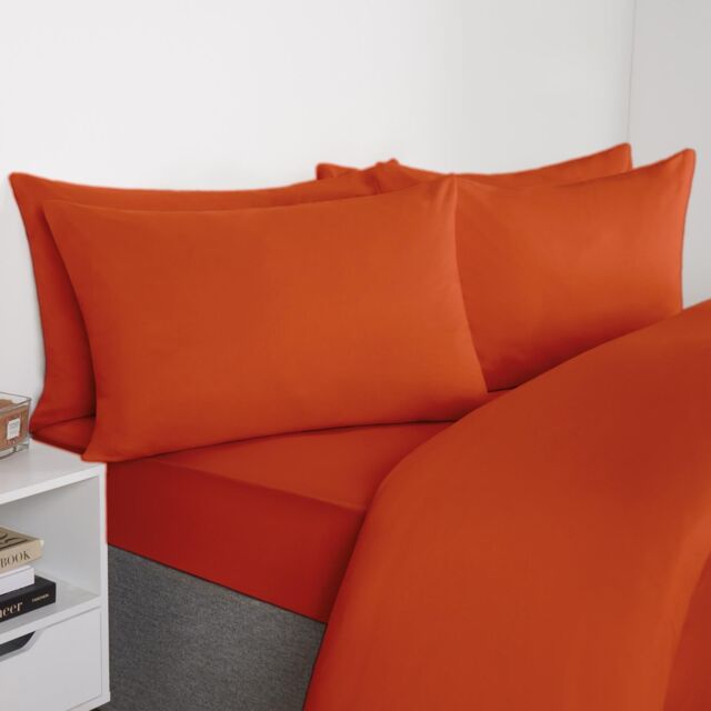OHS Ultra Soft Microfibre Plain Fitted Bed Sheet in Burnt Orange - Size: Super King - image 1