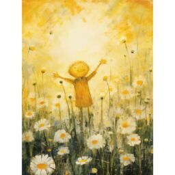 "Artery8 Wall Art Print Sunshine Happiness & Flowers Everywhere Simple Kids Bedroom Nursery Artwork Poster in Yellow - Size: W24"" x H32""" - thumbnail 1