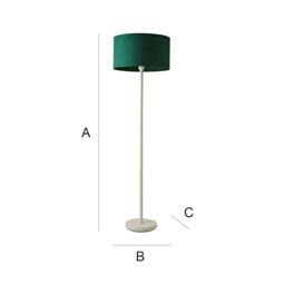 ValueLights Charlie White Single Stem Floor Lamp with Fabric Drum Lamp Shade & LED Bulb in Bottle Green - thumbnail 8