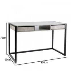 Home Source Office Computer Desk Laptop Workstation 2 Drawer Shelf Storage in Grey - thumbnail 4