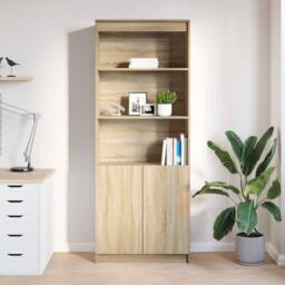 Berkfield Home Highboard Sonoma Oak 70x35x180 cm Engineered Wood in Light Brown - Size: 70 x 35 x 180 cm - thumbnail 1