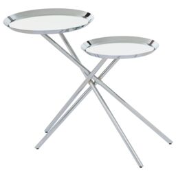 Orsina Modern Design Side Table, Staggered Mirrored Tabletops Side Table, Versatile Modern Side Table For Lounge in Silver - thumbnail 4