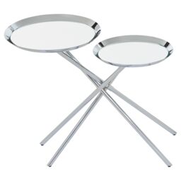 Orsina Modern Design Side Table, Staggered Mirrored Tabletops Side Table, Versatile Modern Side Table For Lounge in Silver - thumbnail 3
