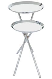 Orsina Modern Design Side Table, Staggered Mirrored Tabletops Side Table, Versatile Modern Side Table For Lounge in Silver - thumbnail 5