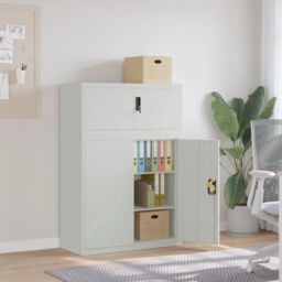 Berkfield Home File Cabinet Light Grey 90x40x130 cm Steel - Size: 90 x 40 x 130 cm - thumbnail 1