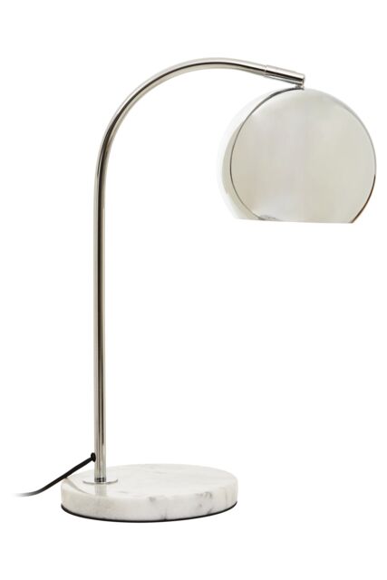 Orsina Chrome Table Lamp With White Marble Base, Arched Design With Metal Dome Shade, Chrome Finish Desk Light in Silver - image 1