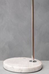 Orsina Chrome Table Lamp With White Marble Base, Arched Design With Metal Dome Shade, Chrome Finish Desk Light in Silver - thumbnail 2