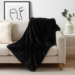 Voltico Faux Mink Throw - Black, 150 × 200 cm in Black - Size: 150 cm x 200 cm - thumbnail 1