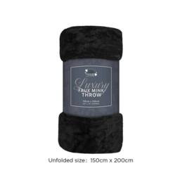 Voltico Faux Mink Throw - Black, 150 × 200 cm in Black - Size: 150 cm x 200 cm - thumbnail 3