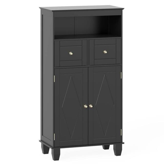 VOGREX Bathroom Floor Storage Cabinet in Black - image 1