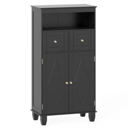 VOGREX Bathroom Floor Storage Cabinet in Black - thumbnail 1