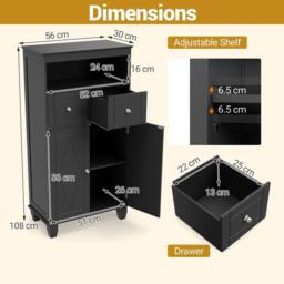 VOGREX Bathroom Floor Storage Cabinet in Black - thumbnail 2