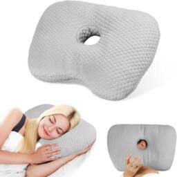 VOGREX Pillow with Ear Hole for Ear Pain Relief for Side Sleepers Ear in Grey - thumbnail 1