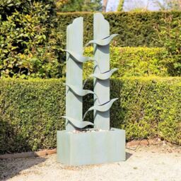 Primrose Elvas Tiered Cascading Zinc Water Feature With Lights 123cm in Grey - thumbnail 1