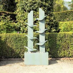 Primrose Elvas Tiered Cascading Zinc Water Feature With Lights 123cm in Grey - thumbnail 2