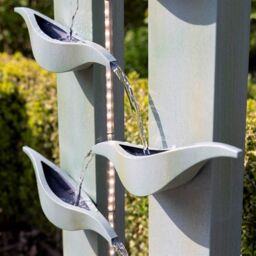 Primrose Elvas Tiered Cascading Zinc Water Feature With Lights 123cm in Grey - thumbnail 5