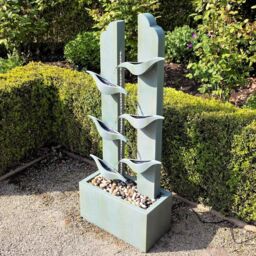 Primrose Elvas Tiered Cascading Zinc Water Feature With Lights 123cm in Grey - thumbnail 3