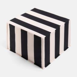 OHS Stripe Print Garden Pouffe Outdoor Stool Footrest Table Side Chair in Black - thumbnail 4