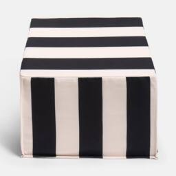 OHS Stripe Print Garden Pouffe Outdoor Stool Footrest Table Side Chair in Black - thumbnail 3