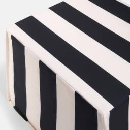 OHS Stripe Print Garden Pouffe Outdoor Stool Footrest Table Side Chair in Black - thumbnail 5