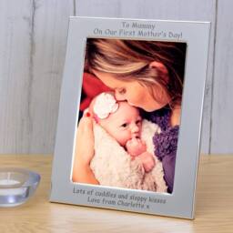 Uniqueful Women's Personalised Mummy First Mothers Day Silver Plated 6x4 Frame - thumbnail 1