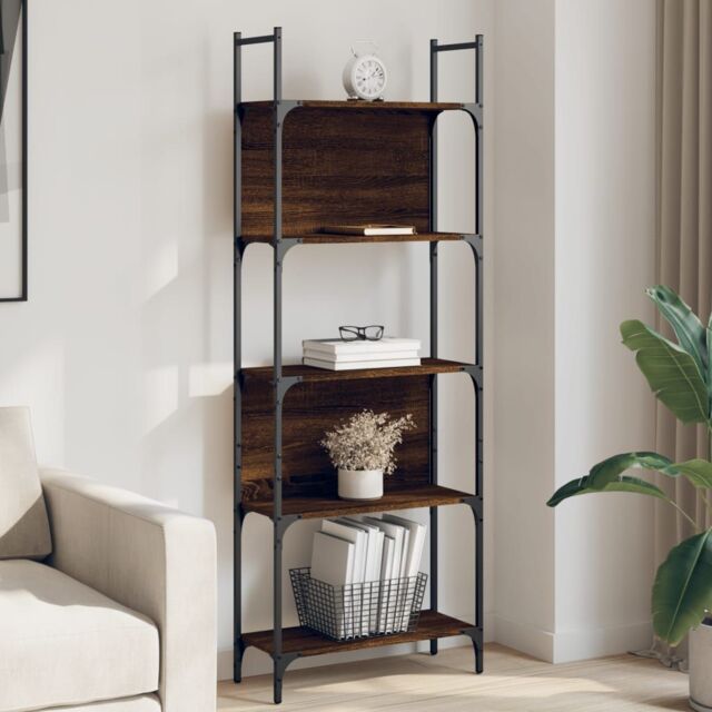 Berkfield Home Bookshelf 5-Tier Brown Oak 60.5x24x166.5 cm Engineered Wood - image 1