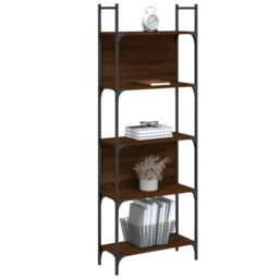 Berkfield Home Bookshelf 5-Tier Brown Oak 60.5x24x166.5 cm Engineered Wood - thumbnail 4