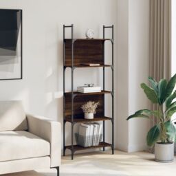 Berkfield Home Bookshelf 5-Tier Brown Oak 60.5x24x166.5 cm Engineered Wood - thumbnail 3