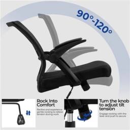 VOGREX Mesh Office Chair Adj Lumbar Arms Black - thumbnail 4