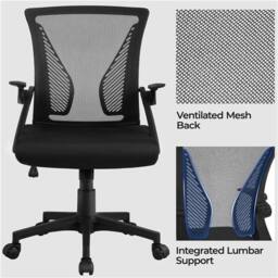 VOGREX Mesh Office Chair Adj Lumbar Arms Black - thumbnail 6