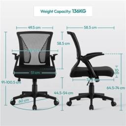 VOGREX Mesh Office Chair Adj Lumbar Arms Black - thumbnail 2