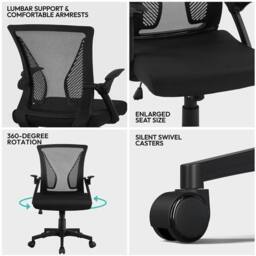 VOGREX Mesh Office Chair Adj Lumbar Arms Black - thumbnail 5