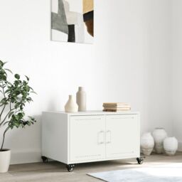 Berkfield Home Coffee Table White 68x50x43.5 cm Steel - thumbnail 3