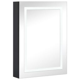 Berkfield Home LED Bathroom Mirror Cabinet 50x13x70 cm in Black - Size: 50 x 13 x 70 cm - thumbnail 2
