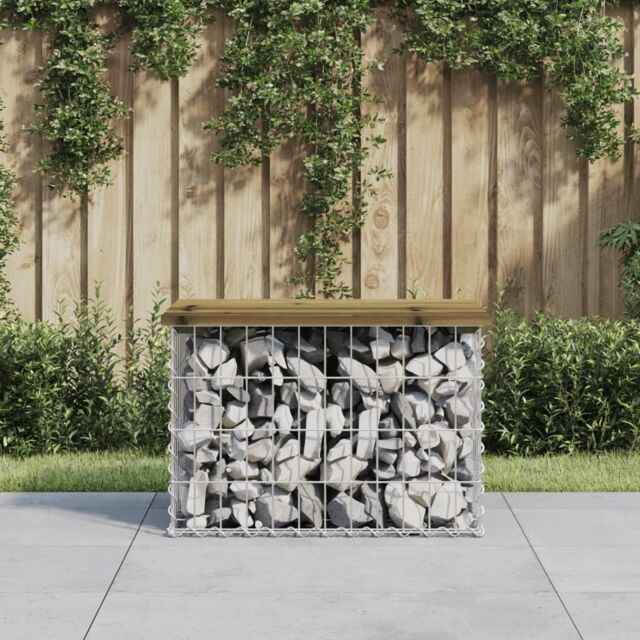 Berkfield Home Garden Bench Gabion Design 63x44x42 cm Impregnated Wood Pine in Brown - Size: 63 x 44 x 42 cm - image 1
