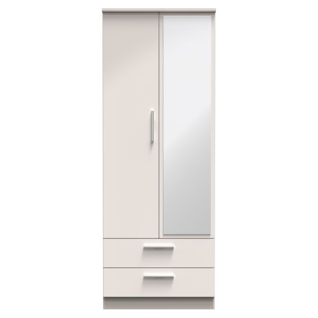 Ready Assembled 2 U Windsor Tall 2 Door 2drw Mirrored Wardrobe (Ready Assembled) in Taupe - image 1