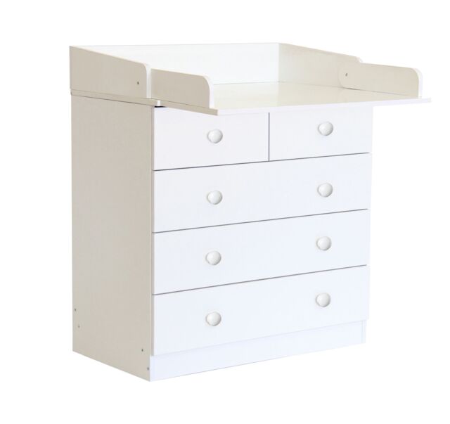 KUDL HOME Baby 5 Drawer Unit 1780 With Changing Board & Storage - White - image 1