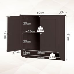 Gymax Bathroom Wall Cabinet With Towel Bar Adjustable Shelf Medicine Cabinet in Brown - thumbnail 2