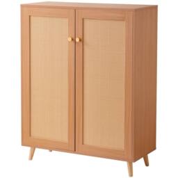 VEVOR Light Wood Rattan Shoe Cabinet 5 Tiers Adjustable Shelves in Tan - thumbnail 9
