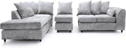 Furniture 786 Chenille Fabric 5 seater Left Hand Facing Corner Sofa in Silver - thumbnail 2