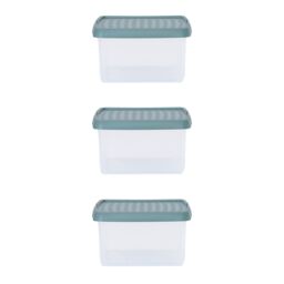 Wham Clip 3x 9L Square Plastic Storage Boxes with Clip Lock Lids in Green - thumbnail 1