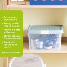 Wham Clip 3x 9L Square Plastic Storage Boxes with Clip Lock Lids in Green - thumbnail 2