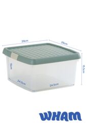 Wham Clip 3x 9L Square Plastic Storage Boxes with Clip Lock Lids in Green - thumbnail 6
