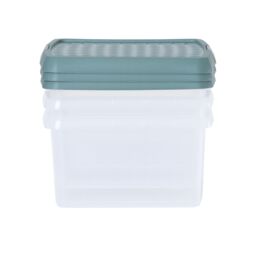 Wham Clip 3x 9L Square Plastic Storage Boxes with Clip Lock Lids in Green - thumbnail 3