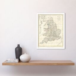 "Artery8 1799 Clement Cruttwell Map England Vintage 12x16"" Framed Art Print in White - Size: W12"" x H16""" - thumbnail 2