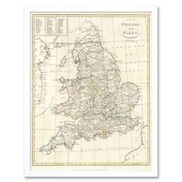 "Artery8 1799 Clement Cruttwell Map England Vintage 12x16"" Framed Art Print in White - Size: W12"" x H16""" - thumbnail 1