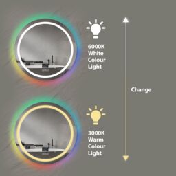 ENER-J LED Mirror CCT & RGB in borders with Bluetooth Speaker, Round shape- Diameter 70cms in White - Size: 100 cm x 100 cm - thumbnail 4
